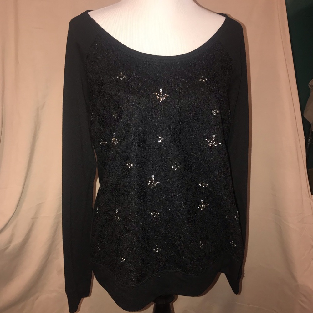 Maurices sweater with lace and rhinestones size XL